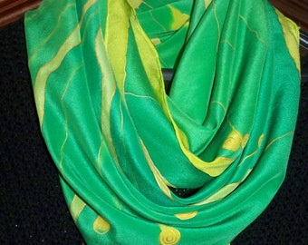 XXL silkscarf in yellow and green