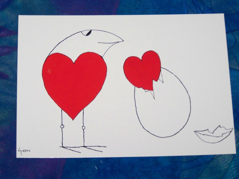Cartes postales avec des nains et des cœurs pour de belles occasions, 5 cartes postales d'artistes avec des motifs d'Egon Ochner image 3