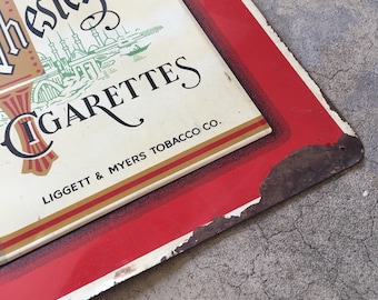 Vintage 1950s Chesterfield Cigarettes Metal Sign 29” X 23
