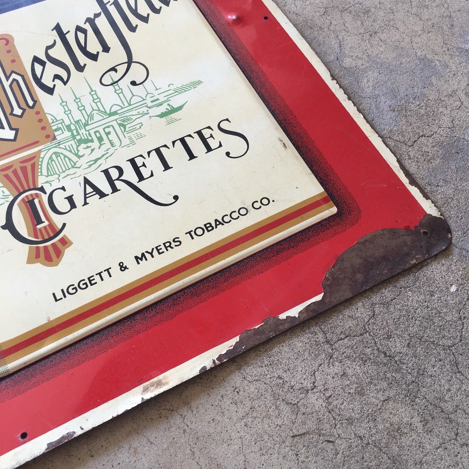 Vintage 1950s Chesterfield Cigarettes Metal Sign 29” X 23