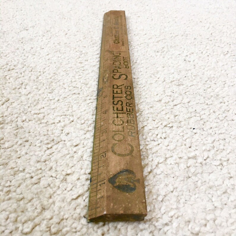 Vintage Early 1900s Wood Ruler 15” COLCHESTER SPADING BOOT Advertising ...