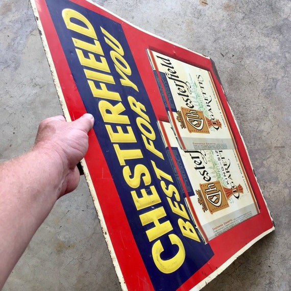 Vintage 1950s Chesterfield Cigarettes Metal Sign 29” X 23
