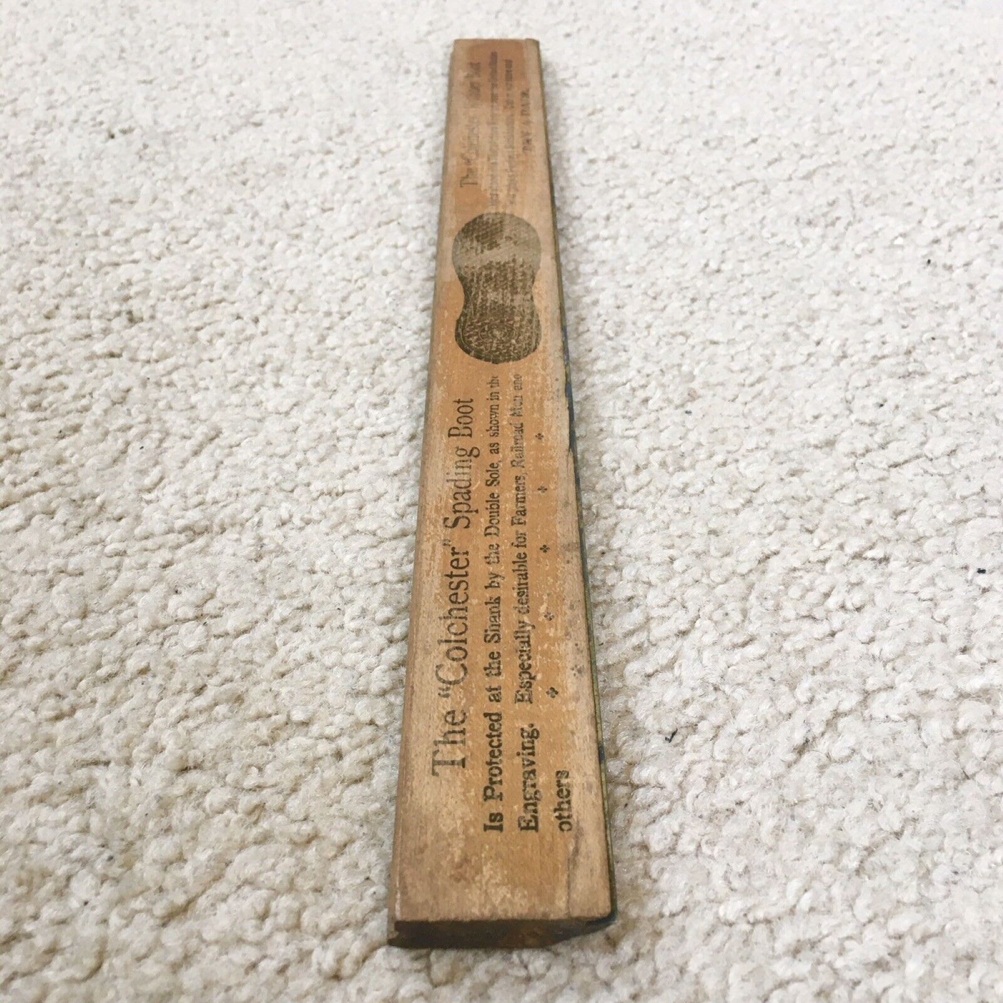 Vintage Early 1900s Wood Ruler 15” COLCHESTER SPADING BOOT Advertising ...