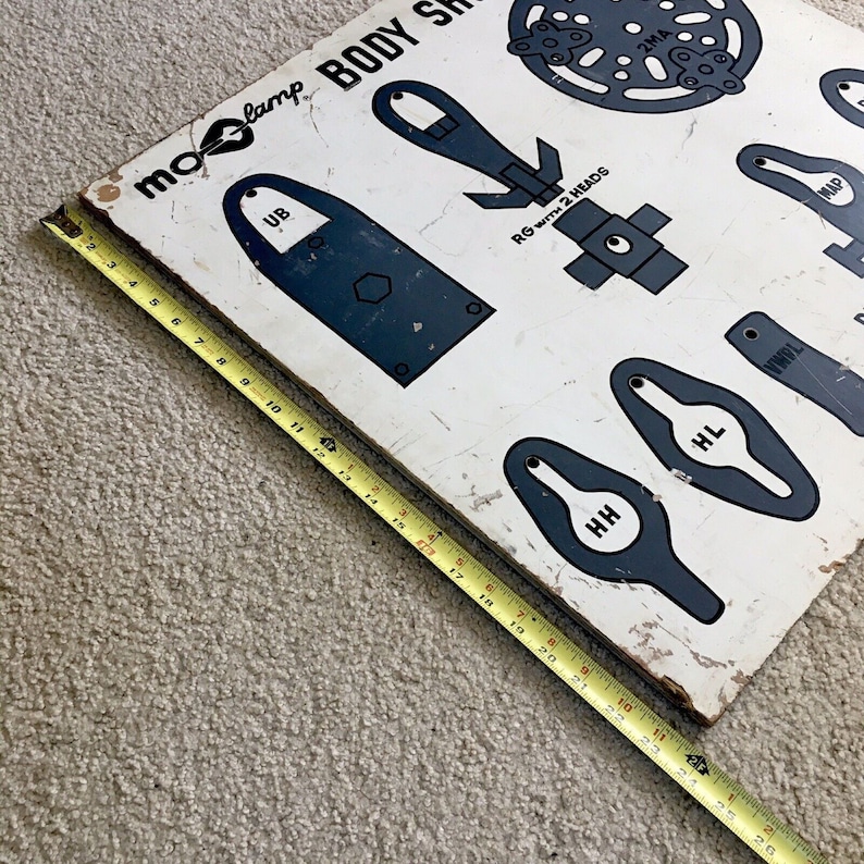 Vintage MOCLAMP Body Shop Tools No. 2 Wood Tool Board Sign 24 X 24