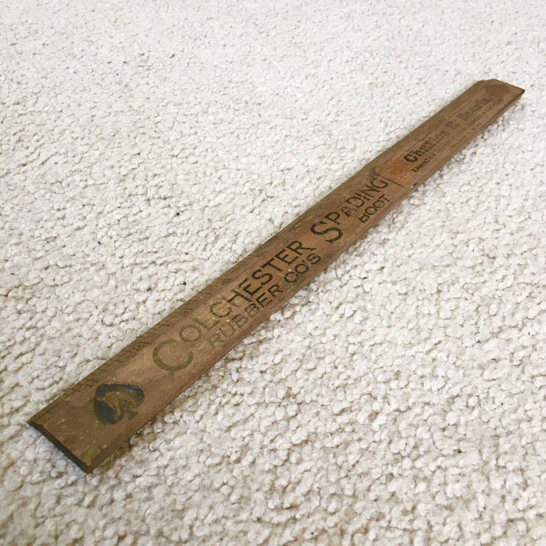 Vintage Early 1900s Wood Ruler 15” COLCHESTER SPADING BOOT Advertising ...