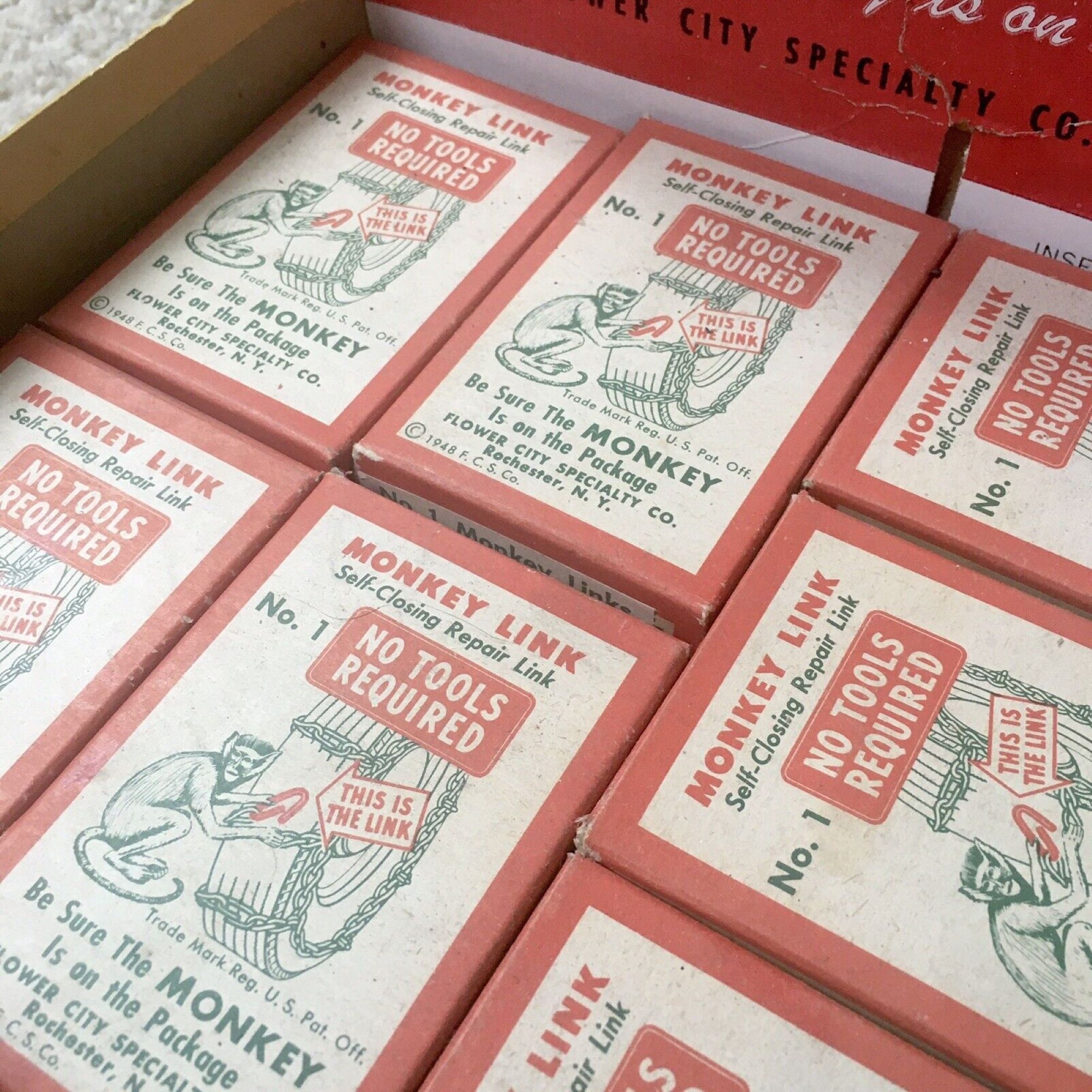 Vintage MONKEY LINK Store Display With 12 Full Boxes Rochester NY Very