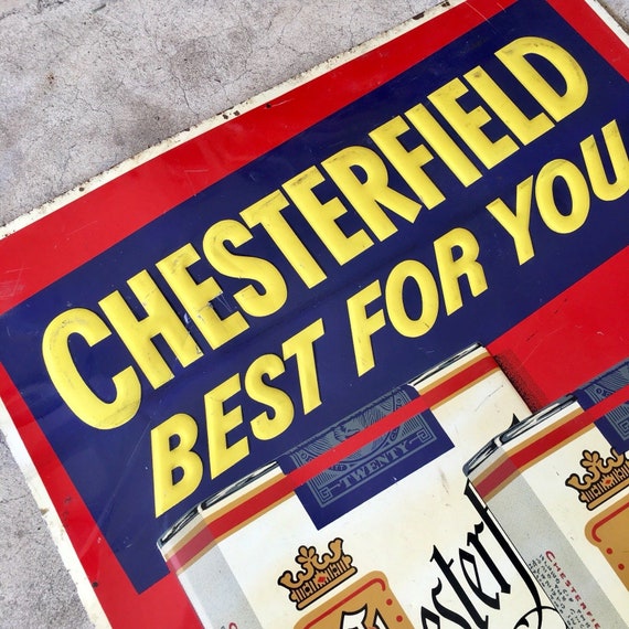 アメリカの看板★1950s vtg／CHESTERFIELD／メタルサイン Vintage 1950s Chesterfield Cigarettes Metal Sign 29” X 23