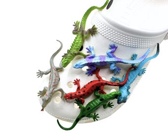 Dije de lagarto para zapatos / Dije de lagarto realista / Lagarto verde / Dije de lagarto azul para zuecos / Dije de reptil / Dijes únicos para zapatos / Ideas de regalo