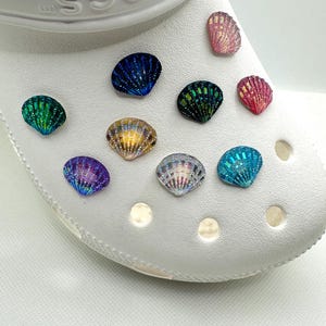 Shell Shoe Charms | Glitter Seashell Shoe Charm | Purple Shell Charm | Green Seashell Charm | Sea Charms | Beach Clog Charms | Gift Ideas