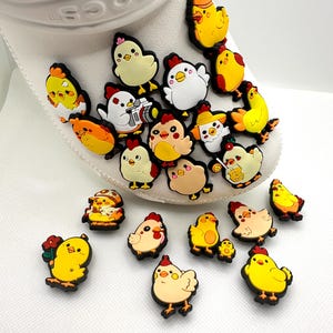 Chicken Clog Charms | Funny Yellow Chicken Charm | White Chick Charm | Duck Shoe Charm | Chicken Clog Charms for Kids | Unique Charms