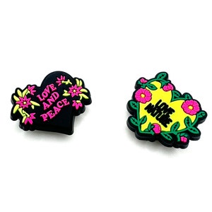 Floral Heart Shoe Charms | Love and Peace Charm | Love Nature Clog Charm | Heart Shoe Charm | Unique Gift Ideas