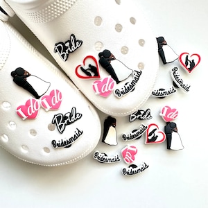 Schoenhangers bruid | Trouwbedels | Cadeaubedel bruidsmeisje | Zwarte bruidsbedel | Meneer en mevrouw schoenbedels | Bedel voor bruid en bruidegom