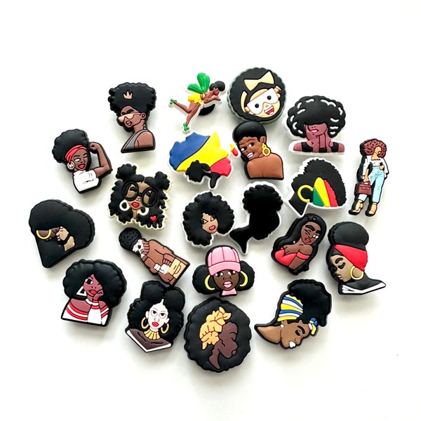 Black Woman Clog Charm | African Woman Charm | Afro Charm | Afro Hair Shoe Charm | Black Girl Magic Charm