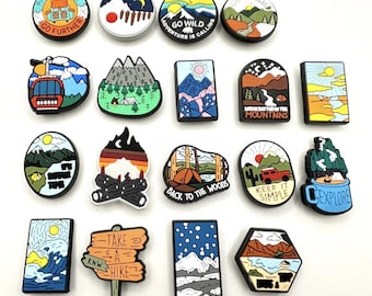Travel Shoe Charms | Camping Shoe Charms | Hiking Clog Charm | Wanderlust Croc Charm | Mountain Charm | Woodland Charm | Unique Charms