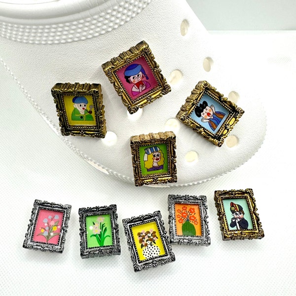 Picture Frame Croc Charms | Framed Photo Shoe Charms | Paintings Shoe Charms | Colorful Croc Charms | Floral Charms | Unique Croc Charms