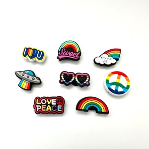 Rainbow Colored Shoe Charms | Peace Shoe Charm | Colorful Charm | Rainbow Shoe Charm | Love and Peace Charm | Unique Gift Ideas