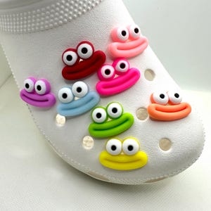 Smile Shoe Charm | Colorful Shoe Charm | Smiley Face Charm | Green Smiley Face | Funny Shoe Charms | Unique Gift Ideas | Rubber Lips