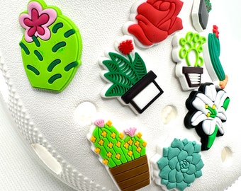 Plant Mom Charms | Cactus Shoe Charms | Plant Charms | Succulent Charms | I Love Plants Charm | Green Thumb Charms | Unique Shoe Charm