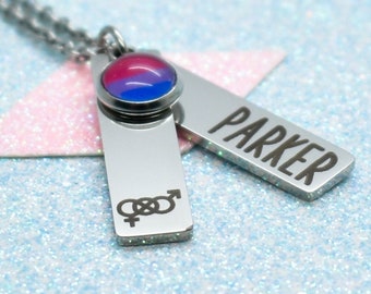 Personalised Bisexual Pride Necklace, Choice of pride flags, Bisexual Gifts, Bisexual Jewellery