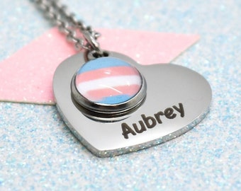 Personalised Transgender Pride Heart Necklace