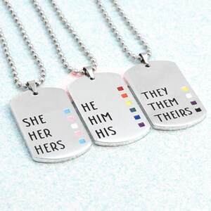 Ultimate Enamelled Pride, Pronoun Necklace, Personalised flag, Non Binary Necklace, They Them, He Him, She Her,