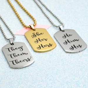 Bold Whimsical Pronoun Necklace, Personalise, Non Binary Necklace, They Them, He Him, She Her,