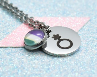 Symbolic Gender Queer Necklace, Proud LGBT, Gay Pride, Gender Queer Pride, LGBT Pride, Gender Neutral Jewellery, Transgender