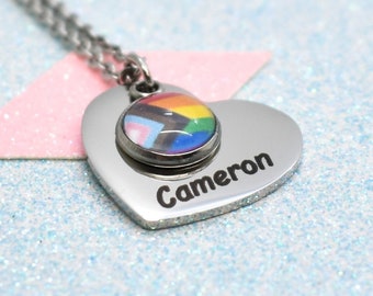 Personalised Gay Pride Heart Necklace