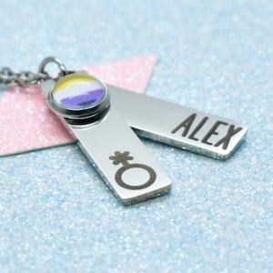 Non Binary Necklace, Personalised Non Binary Jewellery, Non Binary Gifts, Pride Jewellery, Coming Out Gifts