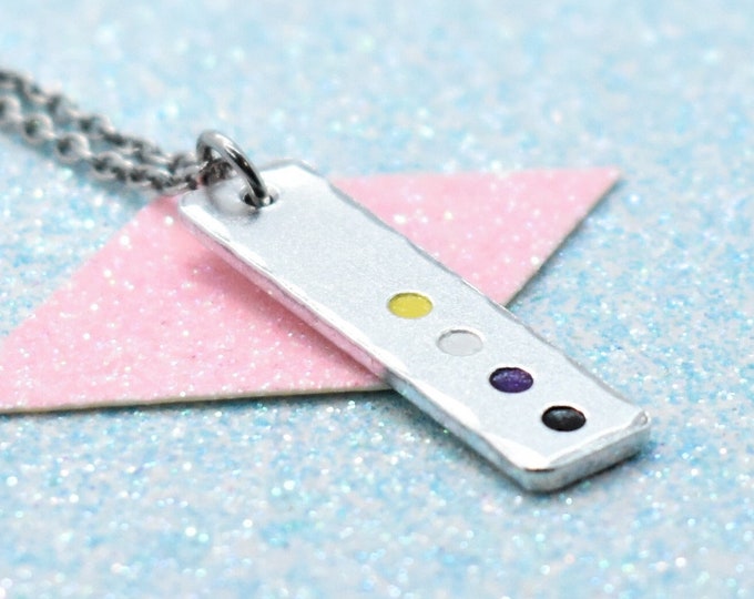 Non-binary Pride Flag Crystal Necklace • Purple White Yellow Quartz ...