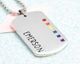 Neutral Gay Pride Necklace, Personalised LGBTQ Necklace