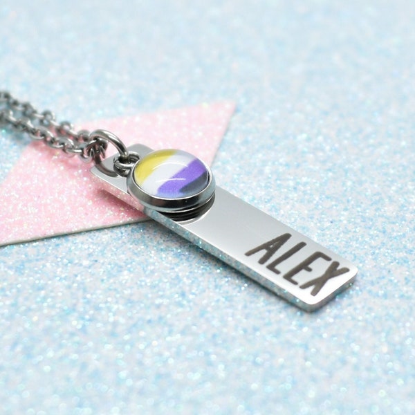 Personalised Non Binary Pride Necklace, Non Binary Gifts, Non Binary Accessories, Non Binary Identity