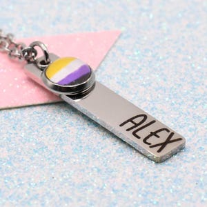 Personalised Non Binary Pride Necklace: LGBTQ Pride Pendant