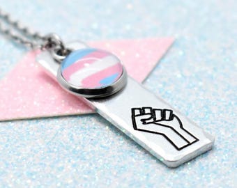 Transgender Pride Necklace: Stainless Steel LGBT Activism Jewelry