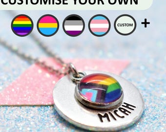Personalised Custom Pride Flag Necklace: LGBTQ+ Jewellery