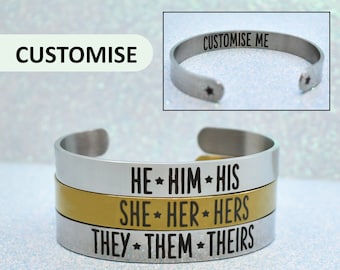 Custom Pronoun Bracelet, Transgender, Non Binary, Gender Queer, Gender Fluid, Pride Jewellery, Pronouns Matter