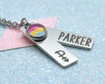 Pansexual Necklace, Personalised, Pansexual Pride Flag, Pansexual Pride Fashion, Coming Out Gifts, Pride Jewellery