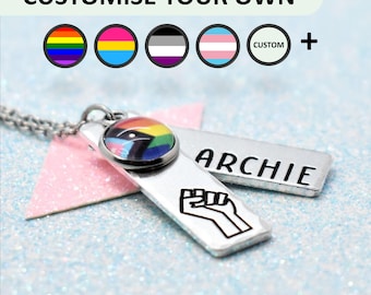 Custom Resist LGBT Pride Necklace, Personalised, LGBT Activism Jewellery