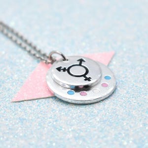 Discus Transgender Pride Necklace - Transgender Jewellery, LGBTQ Gay Pride Jewellery, Transgender Symbol