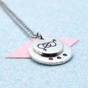 Discus Bisexual Pride Necklace - Bisexual Jewellery, LGBTQ Gay Pride Jewellery, Bisexual Symbol