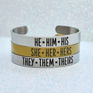 Bold Pronoun Bracelet, Transgender, Non Binary, Gender Queer, Gender Fluid