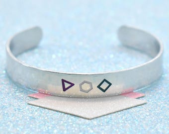 Gender Queer Pride Cuff Bracelet: Geometric LGBTQ Jewellery