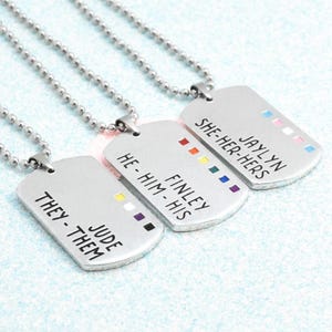 Supreme enamelled, Pronoun Necklace complete with personalisation, LGBTQ Non Binary, Transgender, Pride