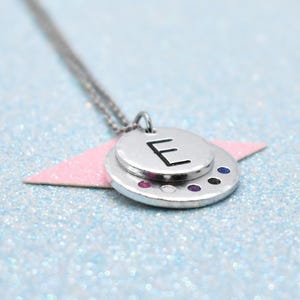 Discus Gender Fluid Pride Necklace with Personalised Letter - Gender Fluid Jewellery, LGBTQ Gay Pride Jewellery