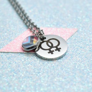 Symbolic Lesbian Rainbow Pride Necklace, Gay Pride, Venus Symbol Jewellery