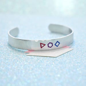 Bisexual Pride Cuff Bracelet: Geometric LGBTQ Jewellery