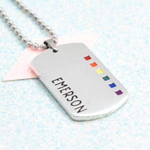 Neutral Gay Pride Necklace, Personalised LGBTQ Necklace