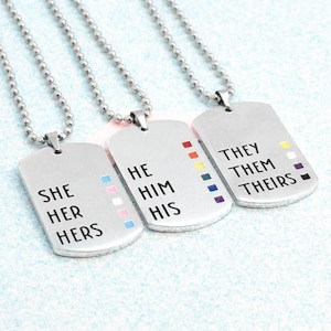 Enamelled Pride Pronoun Necklace: Personalised Flag Jewellery