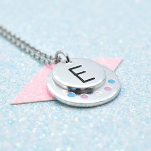 Discus Transgender Pride Necklace with Personalised Letter - Transgender Jewellery, LGBTQ Gay Pride Jewellery
