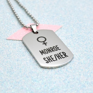 Personalised, Female Pride Pronoun Necklace